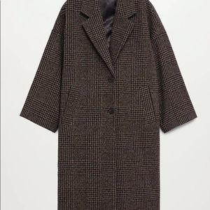 Mango wool blend plaid coat size M